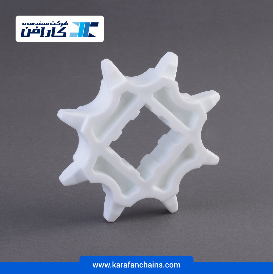 چرخ زنجیر گام 2 اینچ 8 دندانه، قطر 127 میلیمتر با سوراخ 40x40 میلیمتر