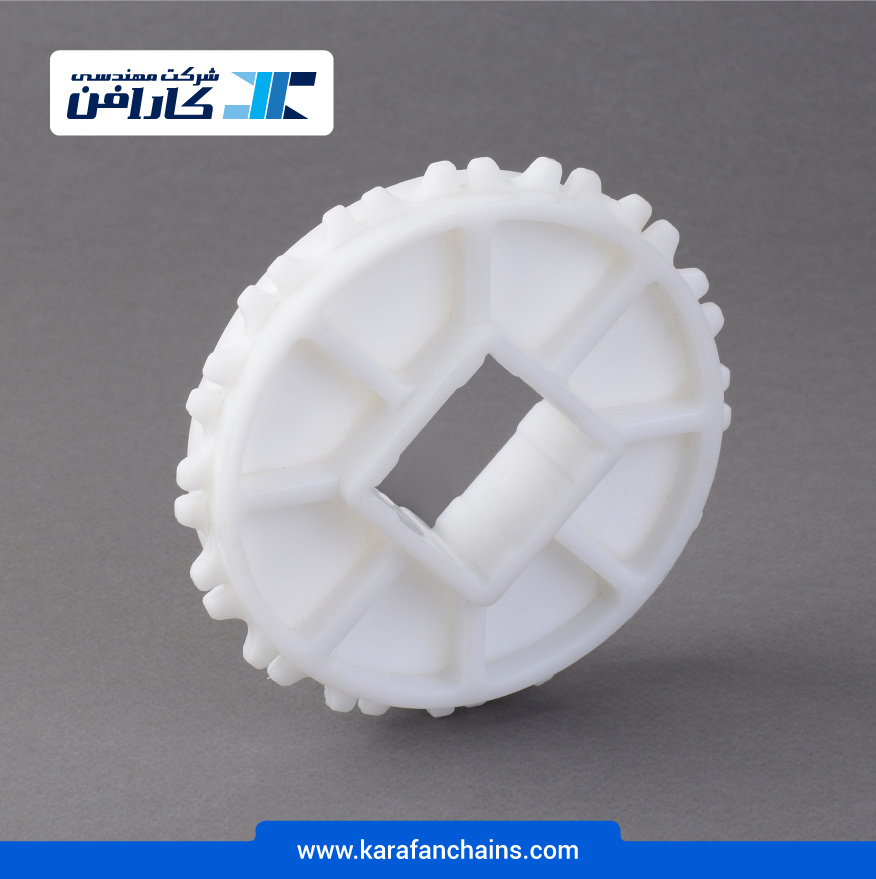 چرخ زنجیر گام 1.07 اینچ 16 دندانه، قطر 140 میلیمتر با سوراخ 40x40 میلیمتر و ضخامت دنده 6 میلیمتر در کارابلتز