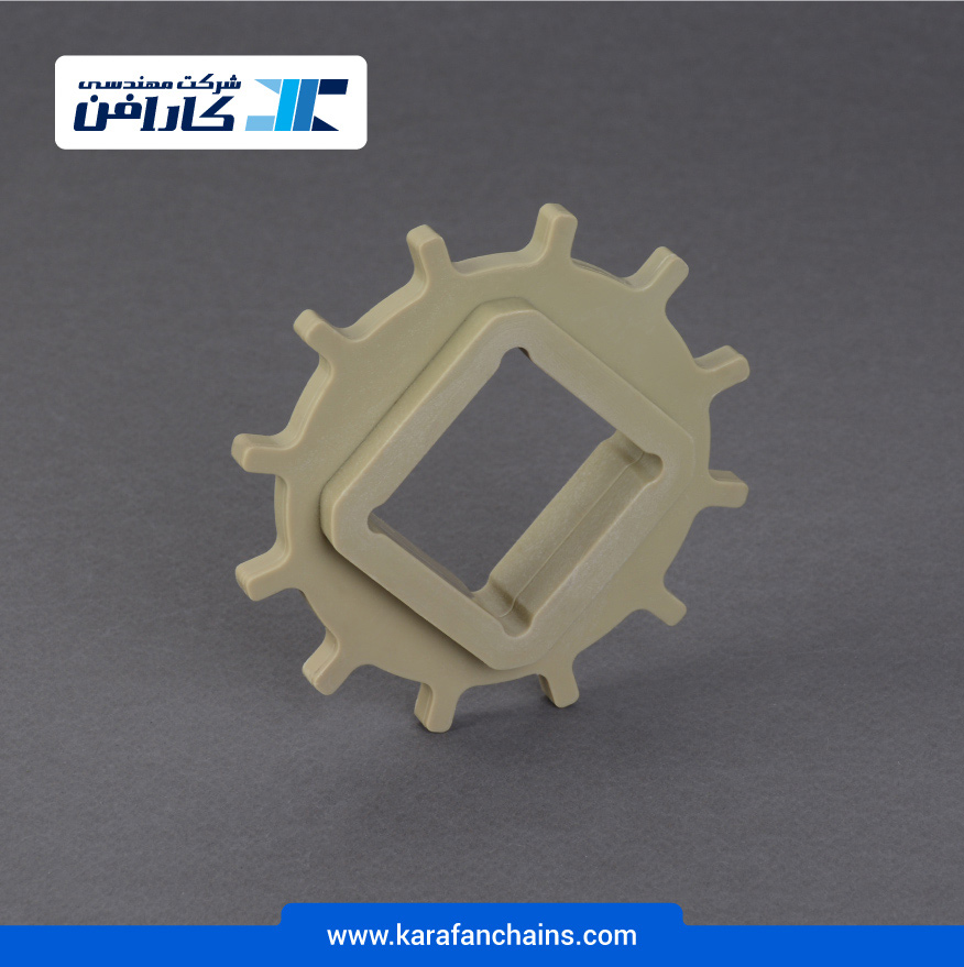 چرخ زنجیر گام 1 اینچ 12 دندانه، قطر 97 میلیمتر با سوراخ 40x40 میلیمتر و ضخامت دنده 6 میلیمتر در کارابلتز