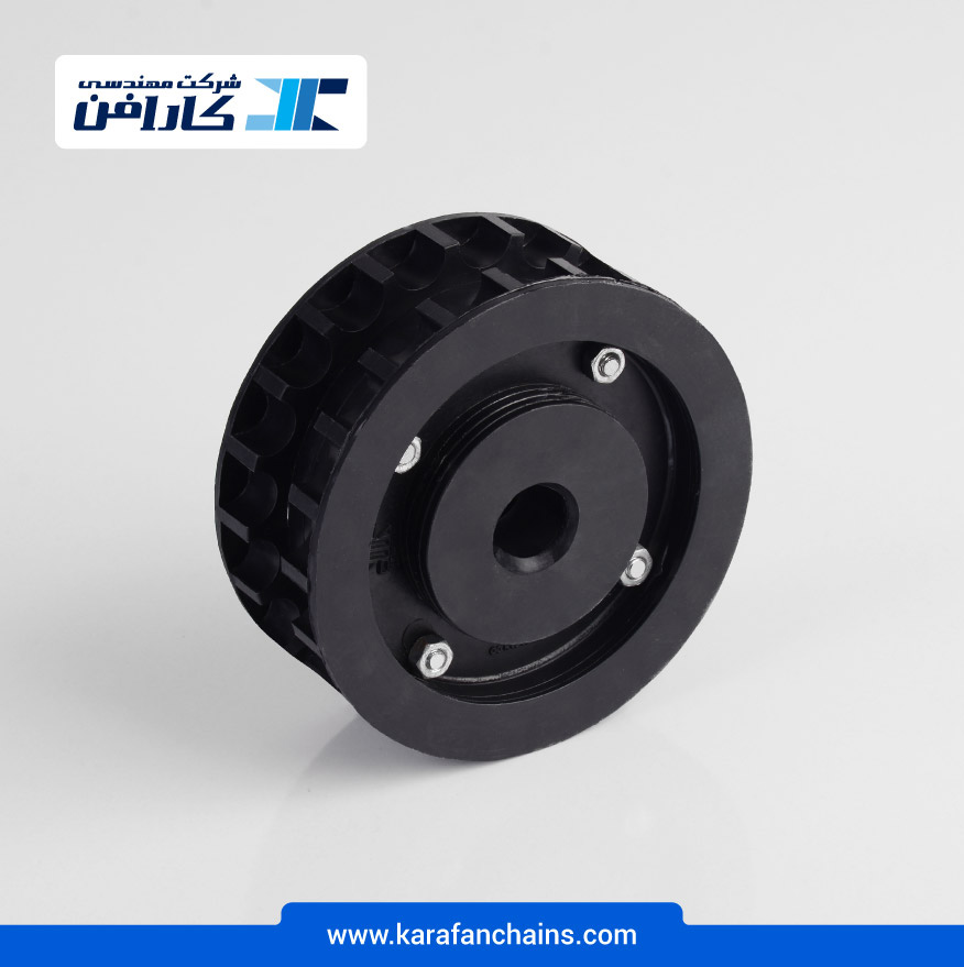 چرخ زنجیر گام 19.05 میلیمتر 21 دندانه، قطر 127 میلیمتر با سوراخ قطر 20 میلیمتر و ضخامت 50 میلیمتر در کارابلتز