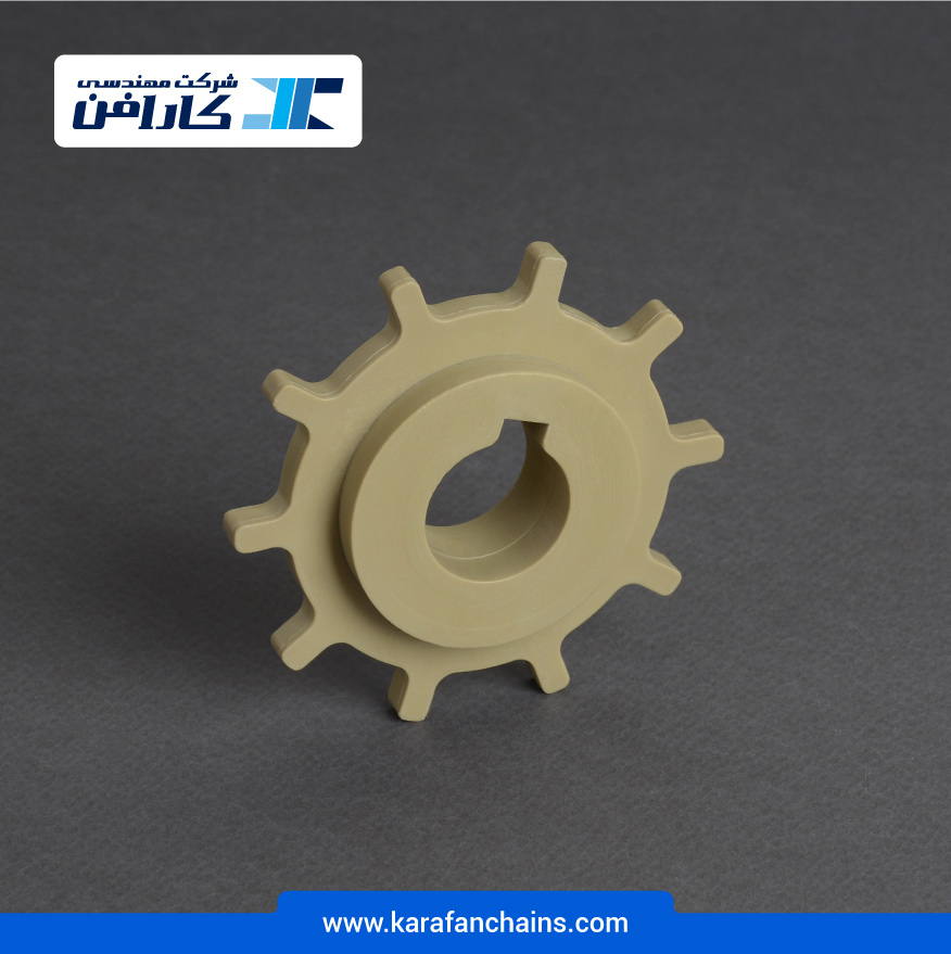 چرخ زنجیر گام 1 اینچ 10 دندانه، قطر 81 میلیمتر با سوراخ قطر 25 میلیمتر و ضخامت دنده 6 میلیمتر