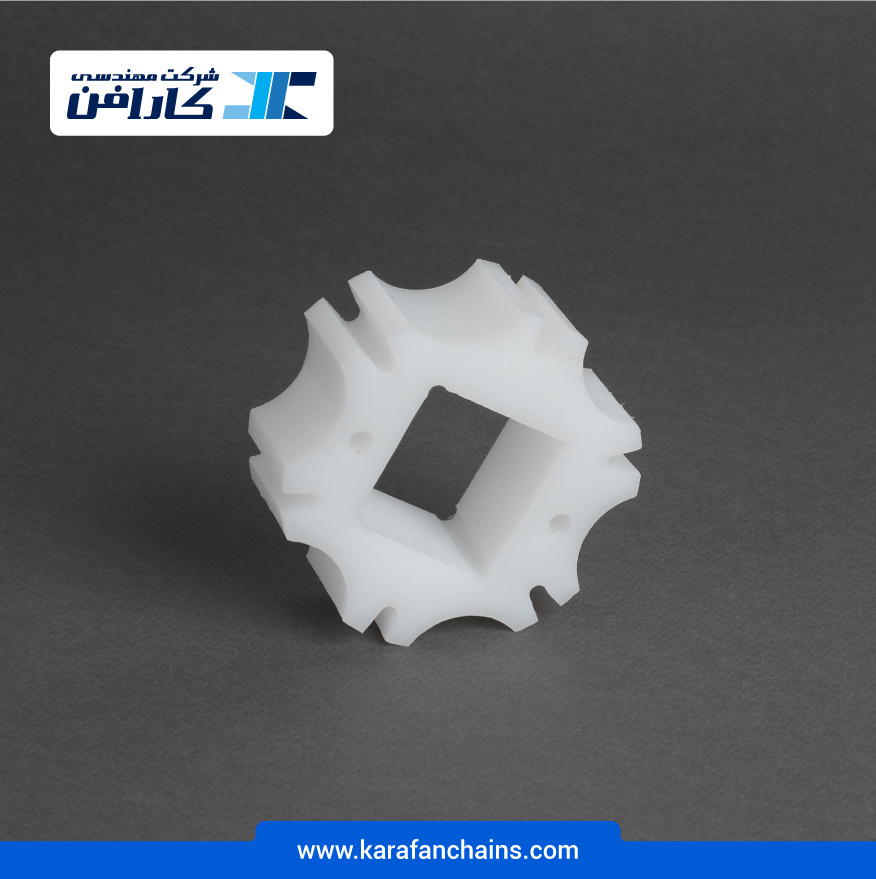 چرخ زنجیر گام 2 اینچ 6 دندانه، قطر 97 میلیمتر با سوراخ قطر 40x40 میلیمتر و ضخامت دنده 35 میلیمتر ( تیپ V ) در کارابلتز