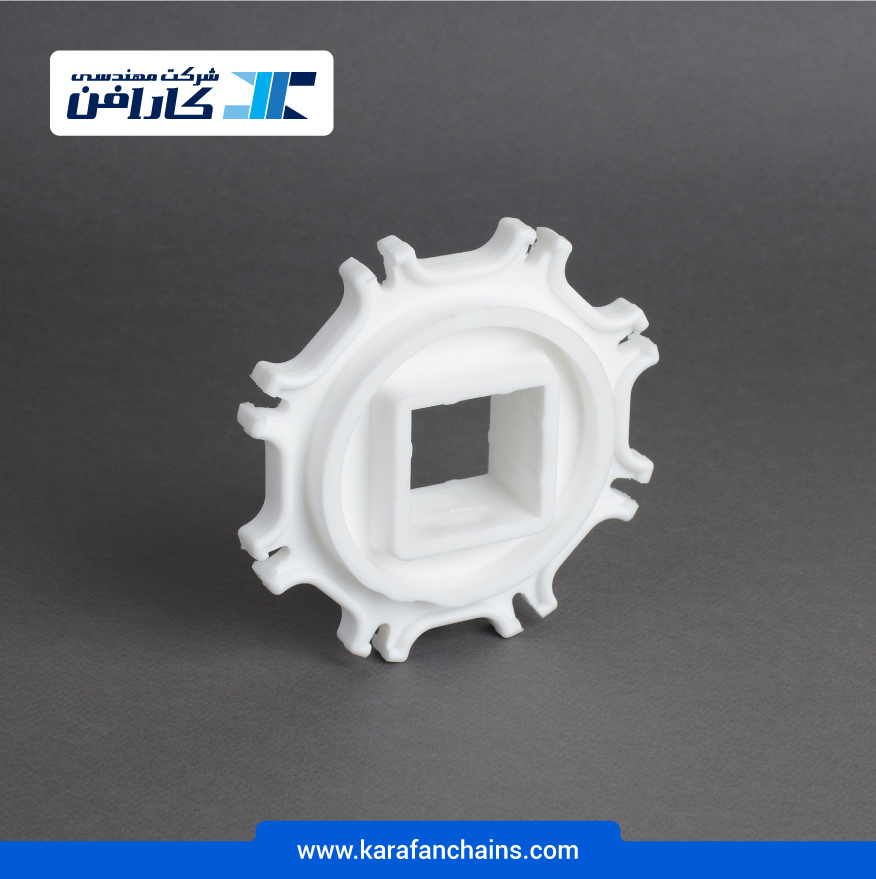 چرخ زنجیر گام 2 اینچ 8 دندانه، قطر 127 میلیمتر با سوراخ 40x40 میلیمتر و ضخامت دنده 12 میلیمتر ( تیپ +V )