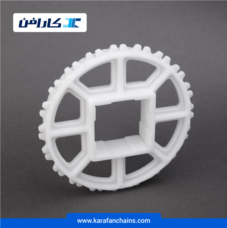 چرخ زنجیر گام 1.07 اینچ 20 دندانه، قطر 173 میلیمتر با سوراخ 60x60 میلیمتر و ضخامت سر دنده 6 میلیمتر در کارابلتز