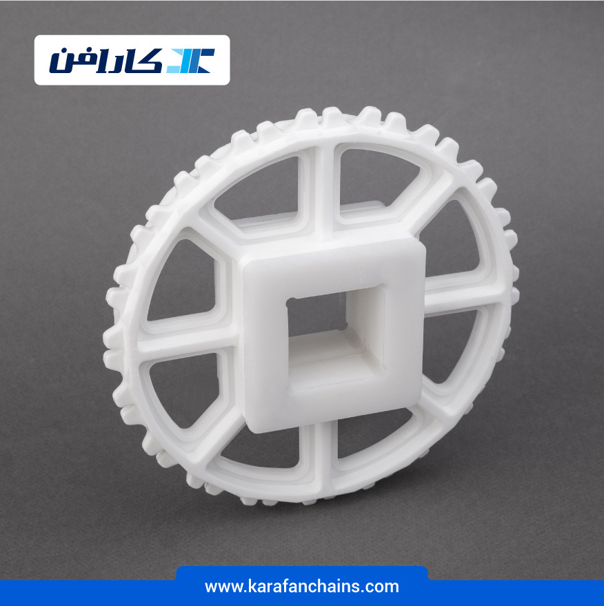 چرخ زنجیر گام 1.07 اینچ 20 دندانه قطر 173 میلیمتر با سوراخ 40×40  میلیمتر و ضخامت سر دنده 6 میلیمتر در کارابلتز