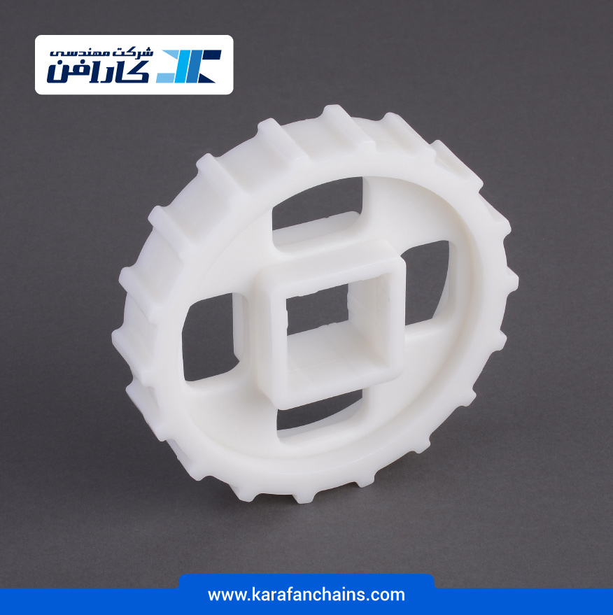 چرخ زنجیر گام 1 اینچ 18 دندانه، قطر 145 میلیمتر با سوراخ 40×40 میلیمتر و ضخامت دنده 29 میلیمتر