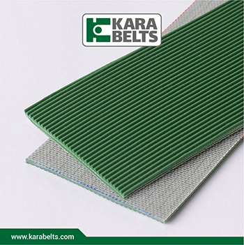 تسمه نقاله پی وی سی مشکی، آج شیاری، ضخامت 3 میلیمتر، 2 لایه نخ، آنتی استاتیک در کارابلتز