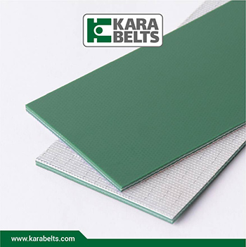 تسمه نقاله پی وی سی سبز براق ، ضخامت 3 میلیمتر، 2 لایه نخ، آنتی استاتیک در کارابلتز