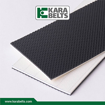 تسمه نقاله پی وی سی مشکی، آج گلف، ضخامت 2/3 میلیمتر، 2 لایه نخ، آنتی استاتیک در کارابلتز