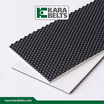 تسمه نقاله پی وی سی مشکی، آج گلف، ضخامت 2/8 میلیمتر، 2 لایه نخ، آنتی استاتیک در کارابلتز